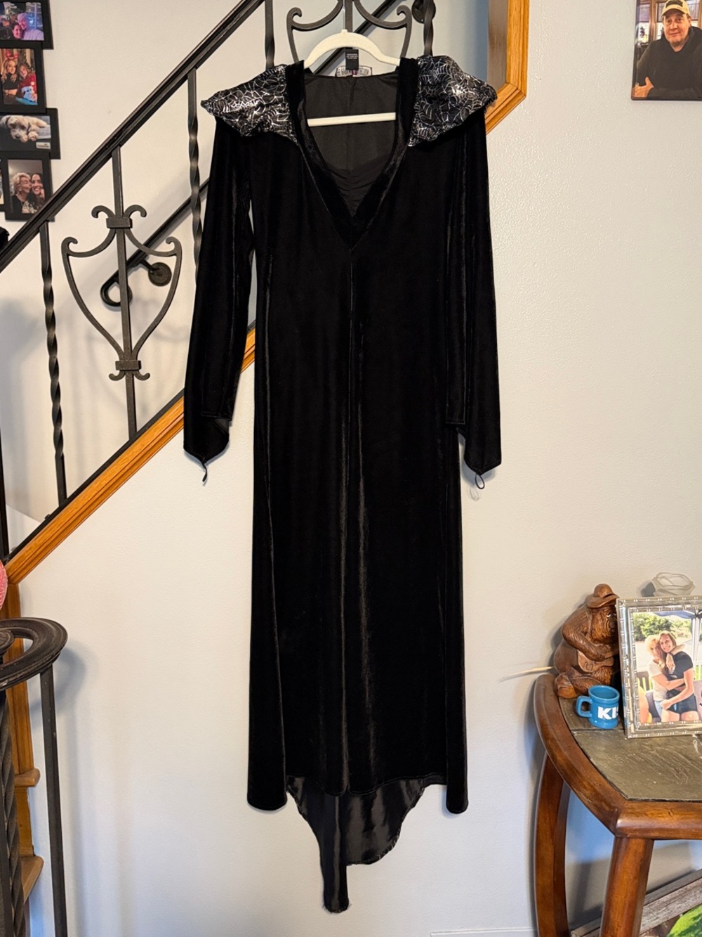 Black Velvet Spider web Collar Maxi Dress (Halloween)